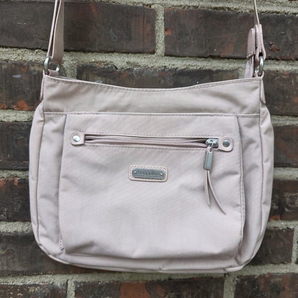 Baggallini Uptown Bagg Grayish Pink Purse Crossbody Bag Woodrose